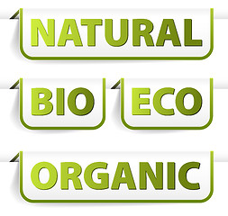 Image showing Green bookmarks for organic food