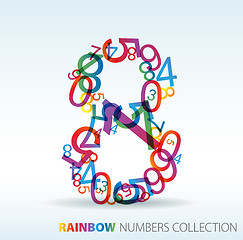 Image showing Number eight made from colorful numbers