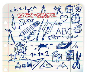 Image showing set of school doodle illustrations