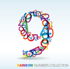 Image showing Number nine made from colorful numbers