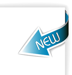 Image showing New blue corner ribbon arrow