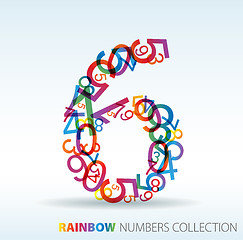 Image showing Number six made from colorful numbers