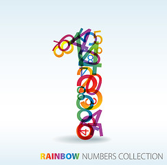 Image showing Number one made from colorful numbers