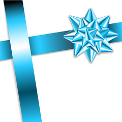 Image showing blue bow on a blue ribbon