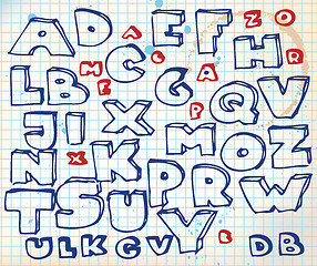 Image showing Hand drawn doodle alphabet