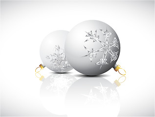 Image showing White Christmas bulbs with snowflakes ornaments