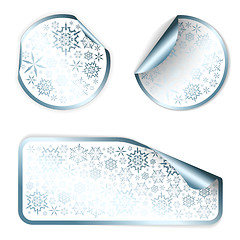 Image showing White Christmas labels and stickers with chrome border