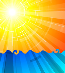 Image showing Really hot summer sun above the ocean