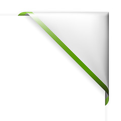 Image showing White corner ribbon with green  border