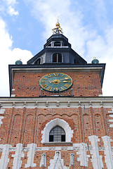 Image showing Town hall with clock in summer Krakow