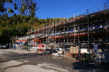 Image showing a construction site with scaffolding