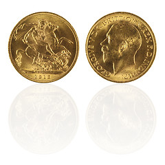 Image showing Gold sovereign with reflection