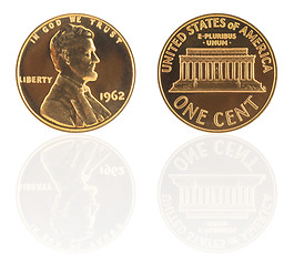 Image showing USA one cent with reflection