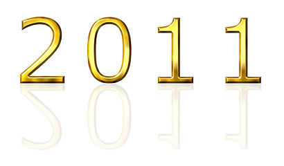 Image showing Year 2011 3d golden with reflection