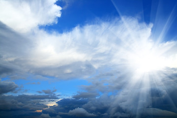 Image showing beauty sky with sun and clouds