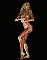 Image showing structure of muscle of a woman in strength pose