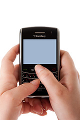 Image showing Blackberry smartphone user hands