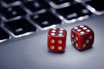 Image showing Dice on computer keyboard