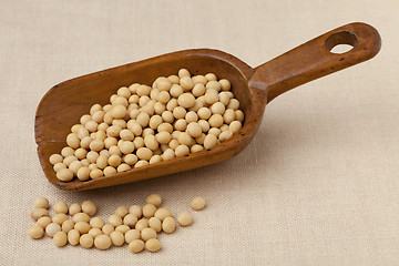 Image showing rustic scoop of soybeans