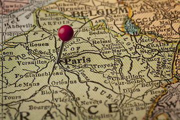 Image showing Paris and France vintage map