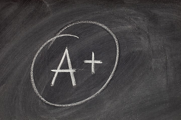 Image showing A plus grade on blackboard