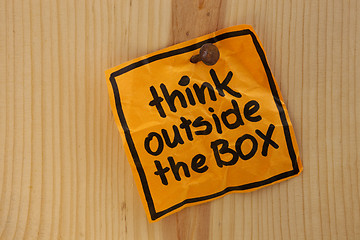 Image showing think outside the box reminder