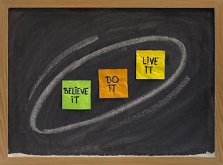 Image showing believe, do, live it - motivational concept