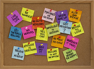 Image showing motivational reminders on bulletin board