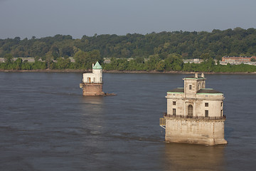 Image showing Mississippi River and water towers