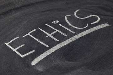Image showing ethics word on blackboard
