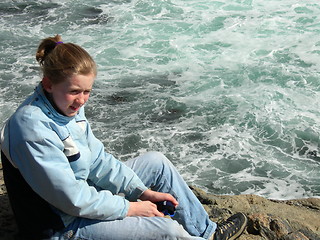 Image showing Girl by the sea