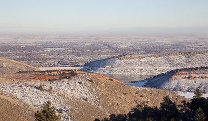 Image showing hazy winter view of Colorado plains and Fort Collins