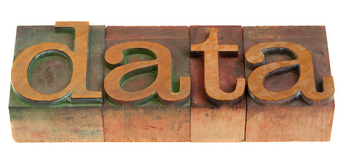 Image showing data word in wooden typeface