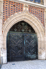 Image showing The plaque in the wall of St Mary's Church in Cracow