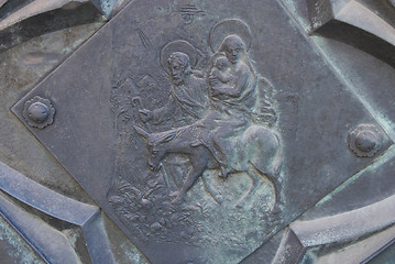 Image showing The plaque in the wall of St Mary's Church in Cracow