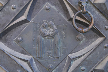 Image showing The plaque in the wall of St Mary's Church in Cracow