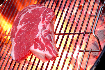 Image showing steak on the grill