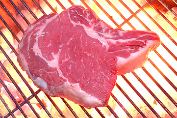 Image showing steak on the grill