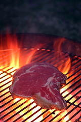 Image showing steak on the grill