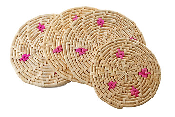 Image showing Round handmade colored mats