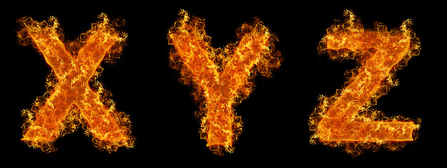 Image showing Set of Fire letter X Y Z