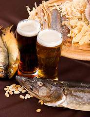 Image showing Beer and snacks set