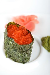 Image showing Red tobiko sushi