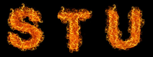 Image showing Set of Fire letter S T U