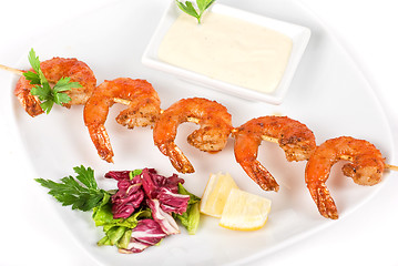 Image showing Fried kebab of shrimps