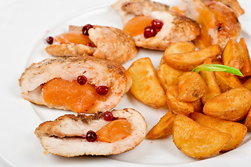 Image showing Roast chicken meat and potato