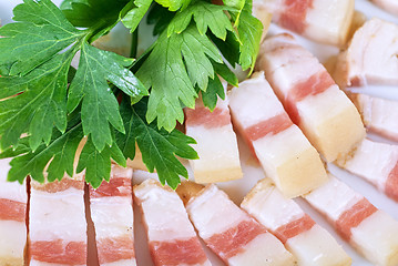 Image showing Sliced pig lard