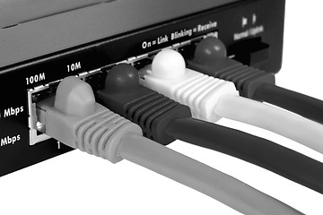 Image showing Router and cables. B&W macro