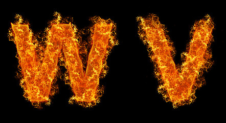 Image showing Set of Fire letter W V