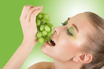 Image showing woman with grape